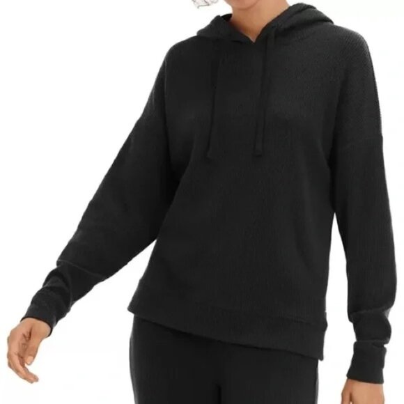UGG Kyree Black Waffle Knit Pullover Hoodie - Picture 1 of 7